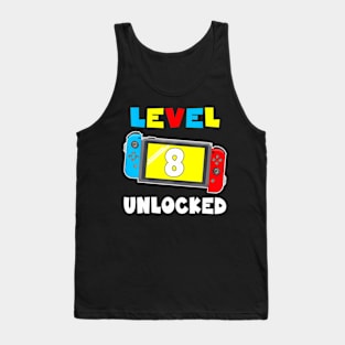 Level 8 Unlocked Gamer 8th Birthday Tank Top